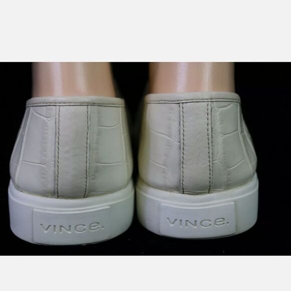 Vince Blair 5 Croc-Effect Leather Sneakers Slip-On, Cream Size 7M $250. - Picture 8 of 10